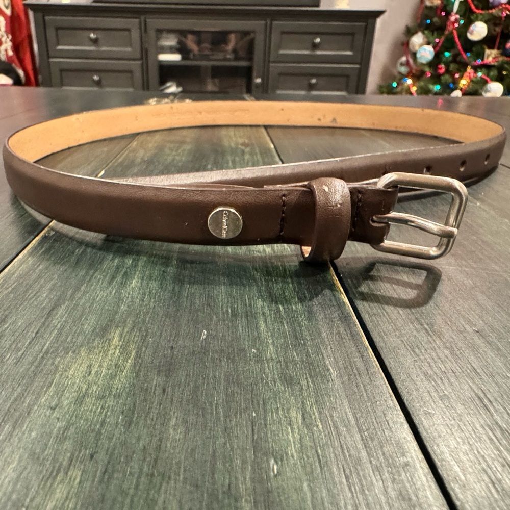 NEW Women’s Calvin Klein Small Brown Synthetic Leather Belt